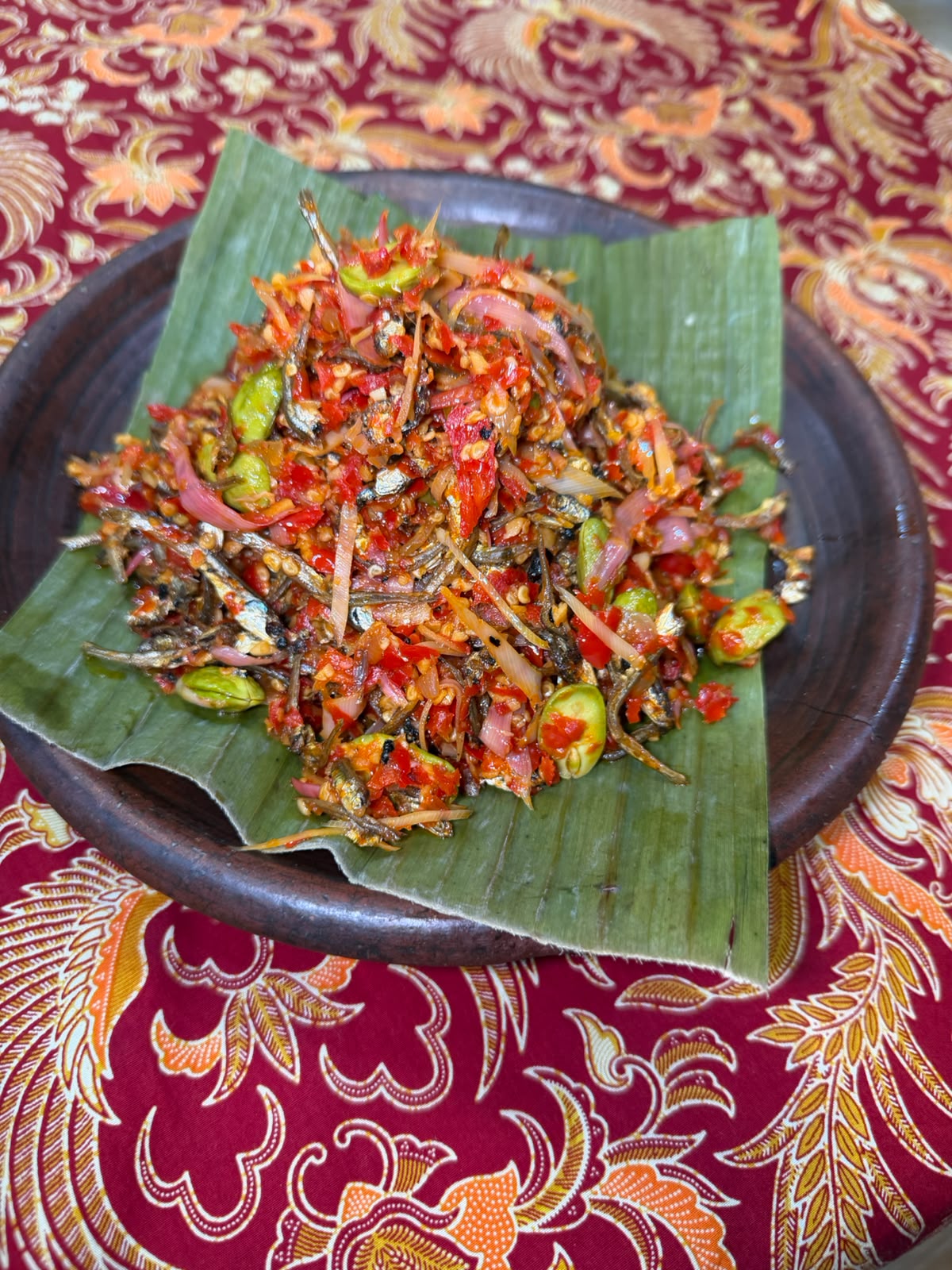Oseng jantung pisang teri